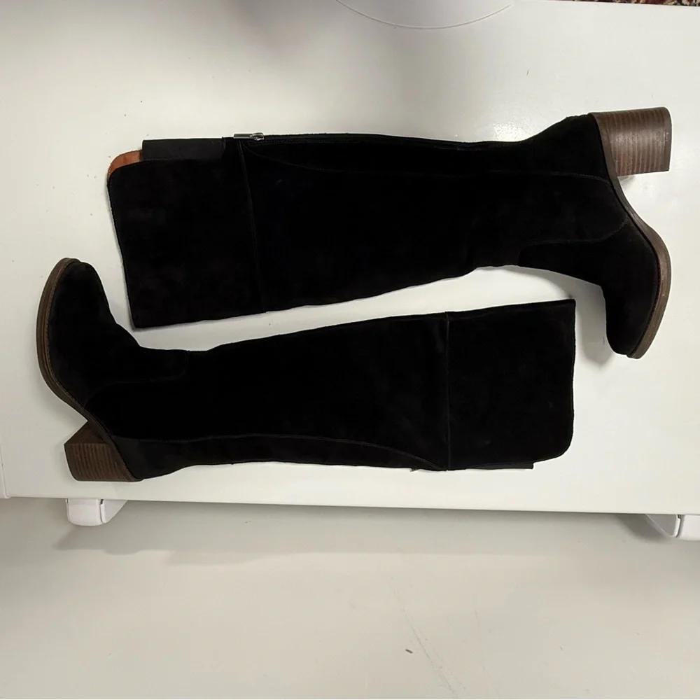 Lucky Brand Black Suede Tall Heeled Boots